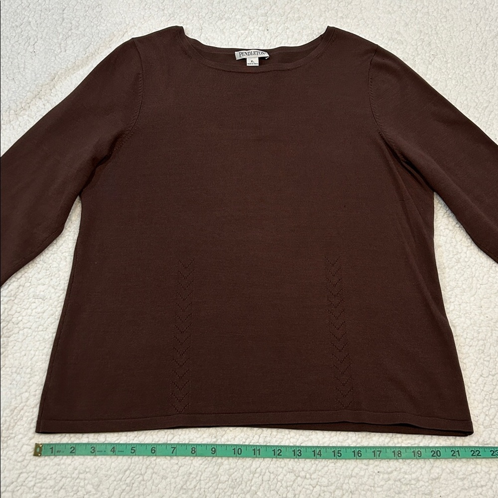 Pendleton Silk Blend 3/4 Sleeve Sweater size XL Brown Minimalist Neutral - Picture 13 of 16